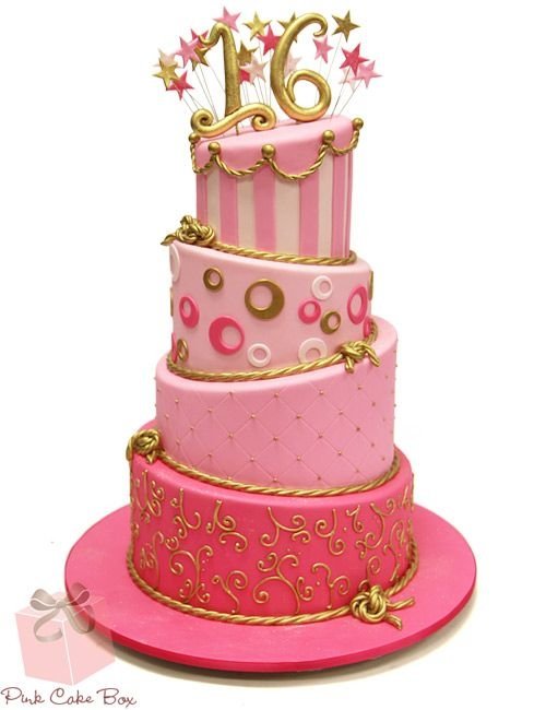 Gold and Pink Star Cake