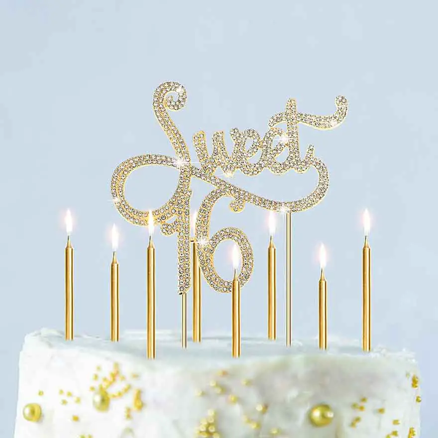 Gold Rhinestone Cake Toppers