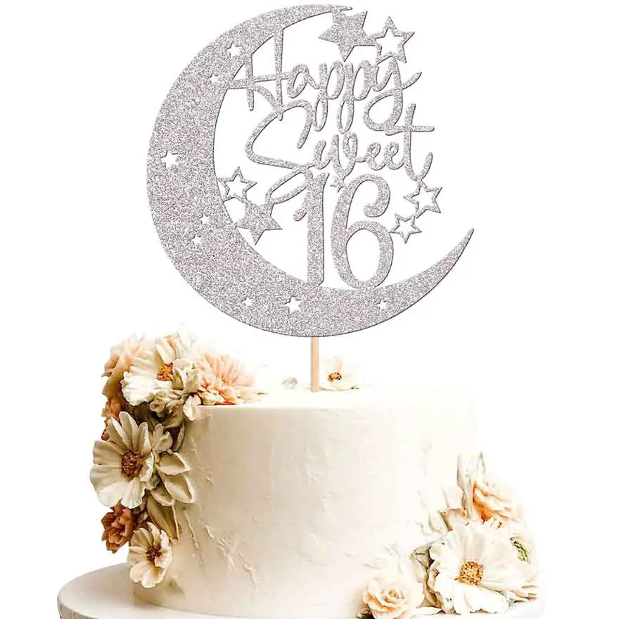 Sweet 16 Moon and Stars Cake Topper
